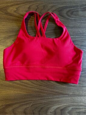 Women’s Bright Red Strappy Sports Bra with Crisscross Back